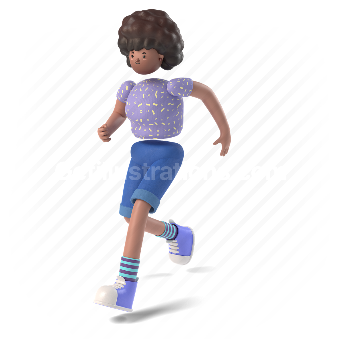 woman, 3d, people, person, character, run, walk, african american